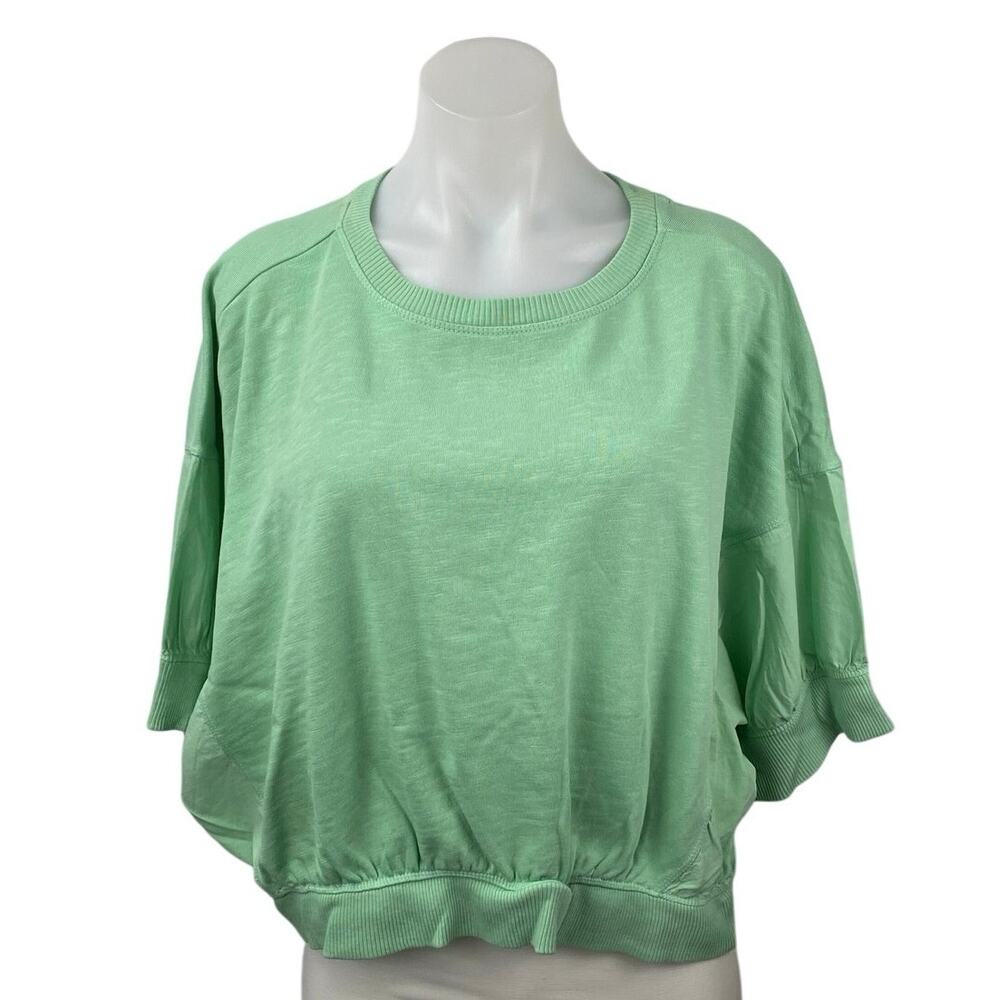 Anthropologie Pilcro Women's Green Dolman Half Sleeve Sweatshirt Blouse Top Sz L